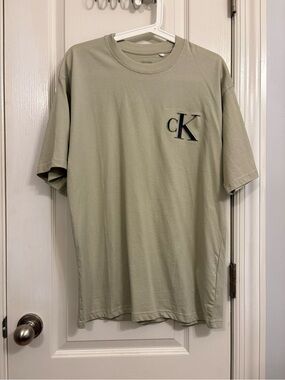 Calvin Klein medium Men's Sage Green CK Logo Short Sleeve Tee